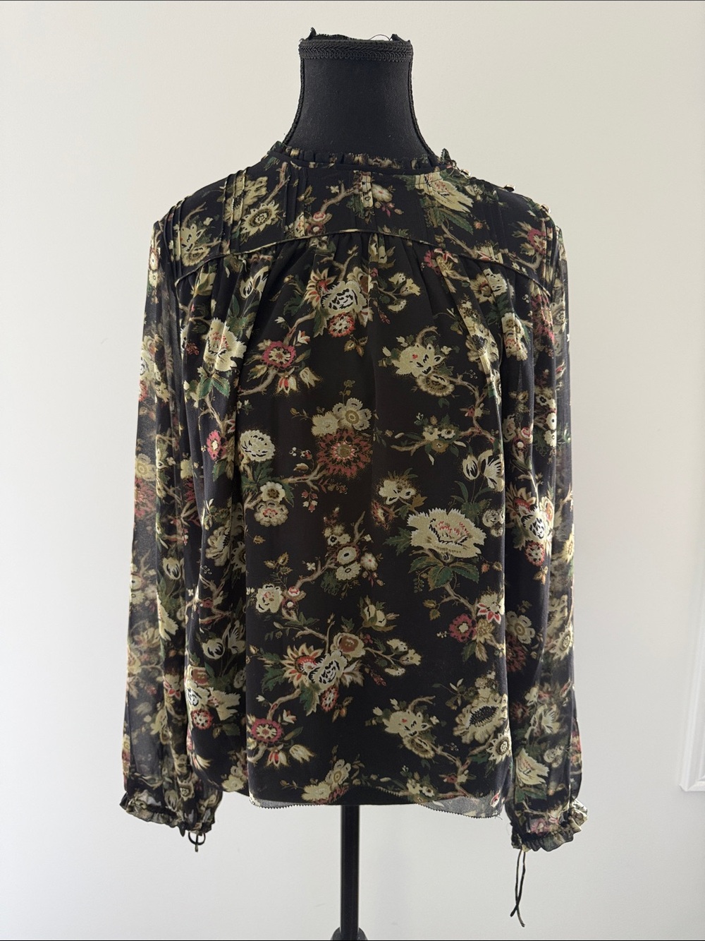 Wilfred Black Floral Long-Sleeve Blouse small